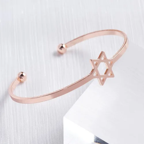 Vista 4 de RUIZHEN Juego de collar y aretes de acero inoxidable con estrella de David judía para mujeres y niñas