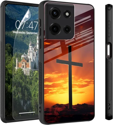 Vista 22 de Funda para Motorola Moto Edge 2022, cubierta trasera de vidrio templado con protector de pantalla, funda protectora a prueba de golpes para Motorola