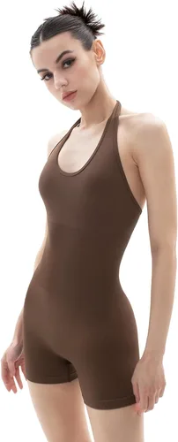 Vista 3 de PUMIEY Overol para mujer, sin espalda, para entrenamiento, sin costuras, Unitard Power Collection