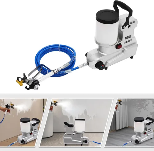 Vista 4 de Pulverizador de pintura sin aire, pulverizador de emulsión de pintura sin aire de 1600 W con manguera flexible de alto alcance y tolva de gran