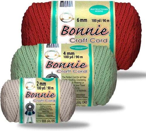 Vista 2 de Pepperell Bonnie - Cordón de macramé trenzado 6 mm x 91.4 m Almendra (Paquete de 2) Cordón de polipropileno retorcido para manualidades DIY