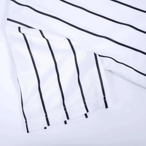 Vista 5 de Camiseta de béisbol para niños, a rayas, con botones, hipster, personalizada, para niños