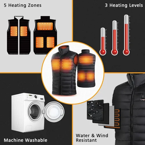 Vista 3 de LEAPSEE Heated Vest for Men Women with Battery Pack Included, Lightweight Smart Heating Vest, Heated Jackets Rechargeable