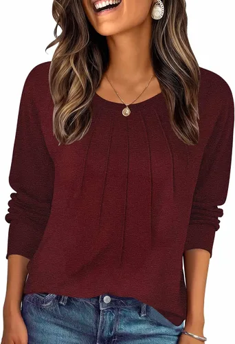 Vista 9 de Zeagoo Blusas de otoño para mujer, camisas de manga larga, blusas casuales de algodón, blusas plisadas elegantes 2025