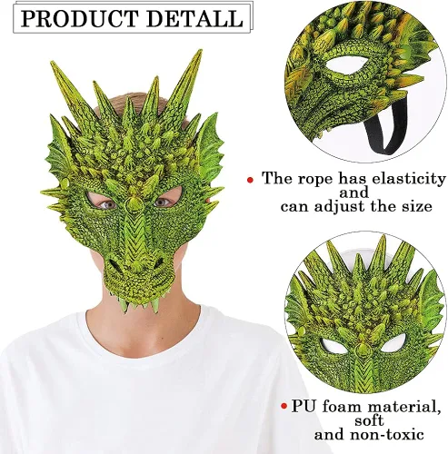 Vista 3 de Disfraz de alas de dragón accesorios para niños conjunto de máscara de cola de dinosaurio para niños