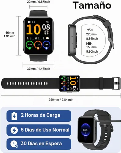 Vista 8 de Relojes inteligentes para mujeres y hombres con Bluetooth llamadas telefónicas compatibles con teléfonos iPhone/Android, monitor de ritmo cardíaco