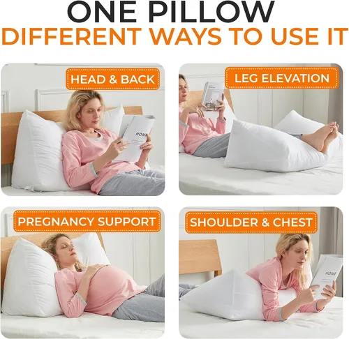 Vista 7 de Cheer Collection - Almohada en forma de cuña, supercómoda y de tela suave, para leer o elevar la cama