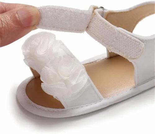 Vista 2 de Timatego Infant Baby Girls Summer Sandals with Flower Soft Sole Newborn Toddler First Walker Crib Dress Shoes