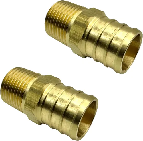 Vista 4 de Paquete de 2 conectores macho de latón de 1/2 pulgada PEX a 1/4 de pulgada NPT, adaptador sin plomo, soporte de alta presión resistente, resistente