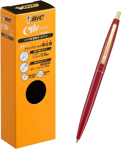 Vista 12 de Bic Japan Bic CFCGBPK05BLKJ Bolígrafo, Click Gold, 0.5, A Base de Aceite, Negro, Suave, Eje Rosa Bebé, 12 Piezas