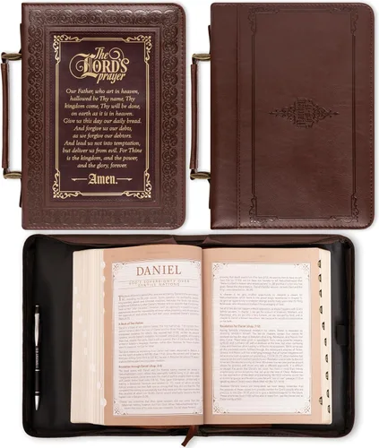 Vista 2 de Christian Art Gifts Funda clásica de Biblia y libro para hombres y mujeres: La oración del Señor - Mateo 6:9-13 inspirador de las Escrituras