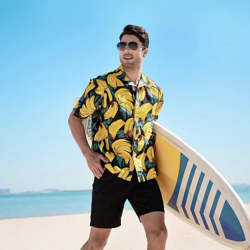 Vista 5 de Sumolux Camisas florales hawaianas con botones para hombre, camisas tropicales de playa