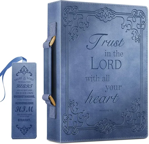 Vista 14 de FINPAC Funda grande clásica para la Biblia, de piel vegana, funda protectora de la Biblia con asa, regalo para hombres, mujeres, padre, madre