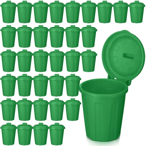 Vista 3 de Zubebe Mini cubo de basura verde de 12 piezas, mini cubo de basura de juguete, pequeño contenedor de almacenamiento de escritorio con tapas
