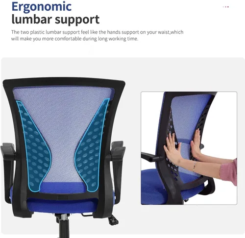 Vista 4 de Meet Perfect Silla de oficina con respaldo medio de malla con soporte lumbar ergonómico y reposabrazos, silla de computadora ajustable, silla