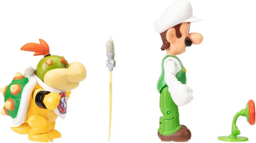 Vista 9 de Super Mario Nintendo - Figura de acción de 4 pulgadas, paquete de 2 Fire Luigi & Bowser Jr. con accesorios
