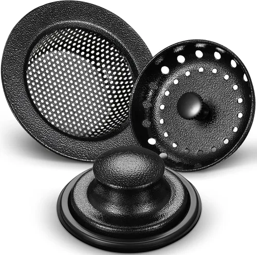 Vista 10 de Mudder 3 piezas de colador y tapón de drenaje para fregadero de cocina, tapón de eliminación de basura de acero inoxidable con asa, filtro universal
