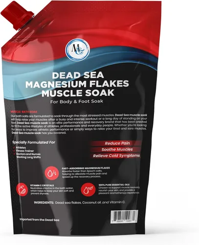 Vista 2 de Sales de baño de copos de magnesio del Mar Muerto, alternativa superior a la sal de Epsom, suplementos minerales de primera calidad para alivio