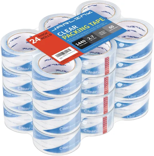 Vista 11 de JARLINK 12 rollos de cinta de embalaje ultra transparente 2.7mil Thick and 1.88" Wide. 60 Yards per Roll, 720 Total Yards. Heavy Duty Packaging