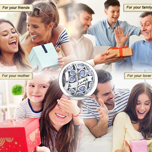 Vista 7 de Dijes de piedra natal de amor con corazón calado para pulseras y collares, plata de ley 925 con circonita cúbica 5A, regalos de joyería para mujeres