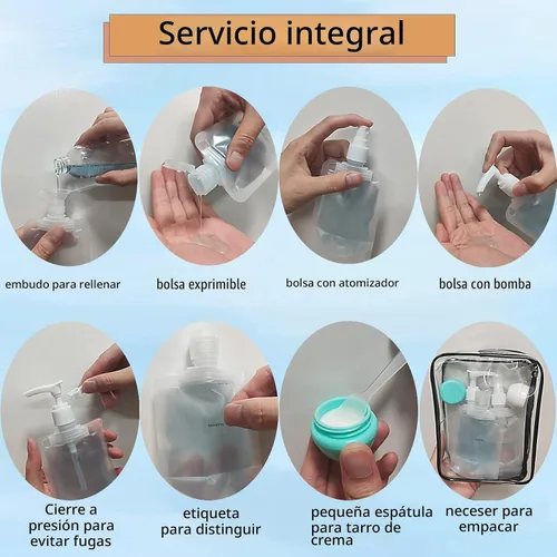 Vista 4 de 29 bolsas de viaje recargables de tamaño de viaje, bolsas de viaje vacías aprobadas por la TSA para artículos de tocador, contenedores de viaje