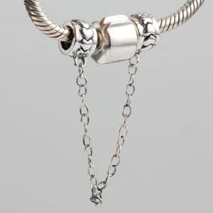 Vista 2 de Cadena de seguridad con agujero roscado Charm de plata de ley 925 con clip para mujer, pulsera (corazón), Plata
