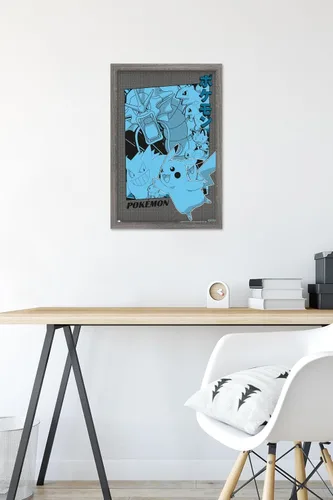 Vista 6 de Trends International Pokémon - Póster de pared de anime grupal, 14.72 x 22.37 pulgadas, versión enmarcada de madera de granero