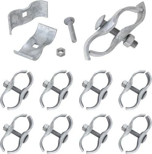 Vista 9 de VIVIDA Abrazaderas para perreras de 1-3/8 pulgadas, abrazaderas de panel de valla de eslabones de cadena galvanizadas, para tubo de diámetro