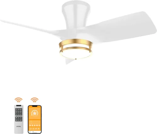 Vista 20 de OPONL 42 inch Low Profile Ceiling fan with Light and Remote Control Negro