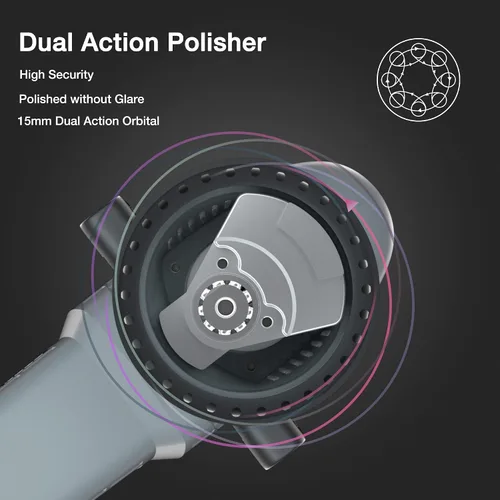 Vista 5 de WORKPRO Pulidora Buffer, Kit de Pulido Orbital Aleatorio de Doble Acción de 6 pulgadas 1080W para Detallado de Automóviles, Pulidora DA de 6