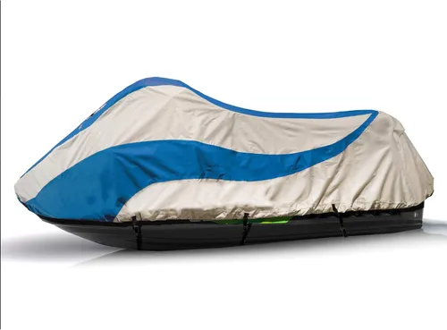 Vista 2 de EliteShield Funda impermeable para moto acuática remolcable para Sea Doo GTX es 170 230 260 300, 2010-2025 de 3 plazas azul/gris