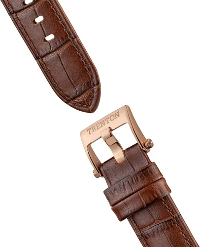 Vista 6 de The Herald Reloj automático para hombre de 1.575 in con esfera de esqueleto y correa de cuero