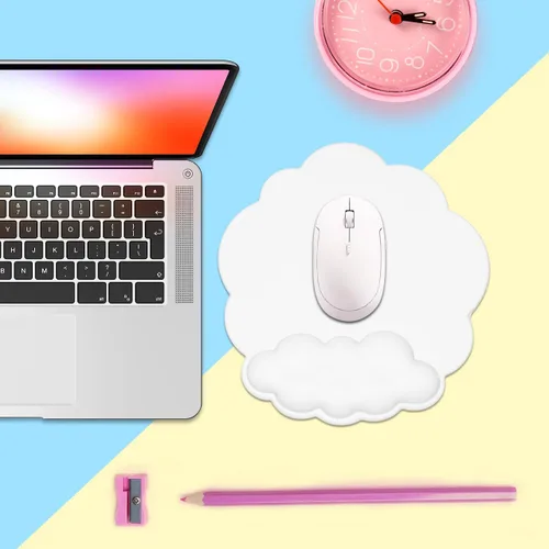Vista 7 de JIKIOU - Alfombrilla ergonómica para mouse con reposamuñecas de espuma viscoelástica, color blanco