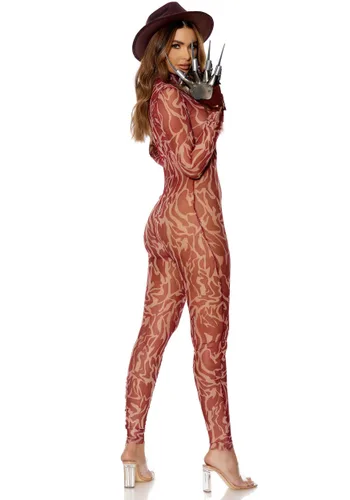 Vista 3 de Disfraz de Mono de Pesadilla Freddy para Mujer con Guante Multicolor