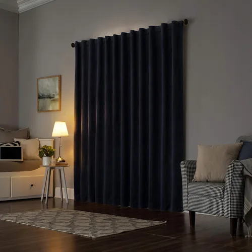 Vista 51 de Sun Zero Hampshire - Cortina térmica de terciopelo con reducción de ruido, 100% opaca con pestañas, 50 x 96 pulgadas, dorado