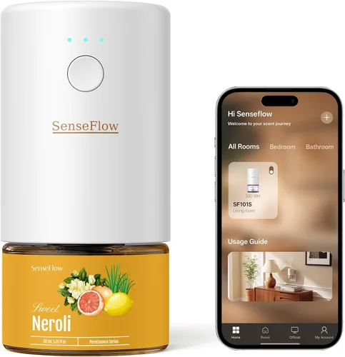 Vista 17 de Difusor de aceite esencial para el hogar, difusor inteligente de aromaterapia sin agua SF101S Pro, aroma de habitación con temporizador y aroma