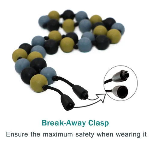 Vista 5 de Choneer Collares masticables de silicona para niños autistas, 2 piezas de ayuda sensorial para masticar, multicolor