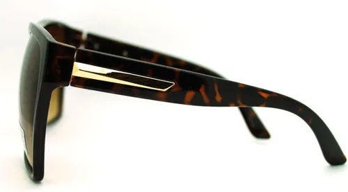 Vista 5 de Gafas de sol planas cuadradas de moda retro de gran tamaño (marrón), Tortuga Marrón, Oro