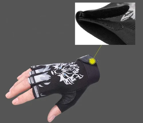 Vista 8 de Guantes de ciclismo sin dedos para niños y niñas con medio dedo, guantes de equitación para deportes al aire libre, guantes de gel antideslizantes