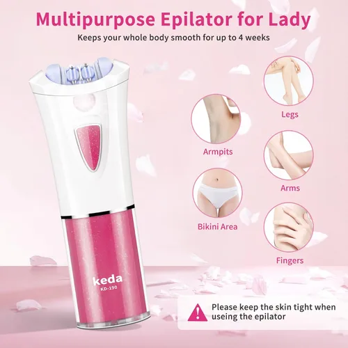 Vista 2 de Depiladora facial para mujer, depiladora facial con luz LED, pinzas eléctricas de deslizamiento suave para cara, brazos, piernas, línea de bikini