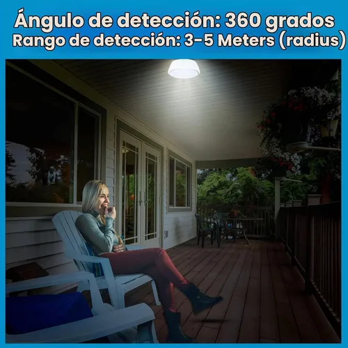 Vista 6 de Bonlux PIR - Lámpara de techo LED con sensor de movimiento, 15 W (equivalente a 150 W), base media E26, luz de techo LED de atardecer a amanecer