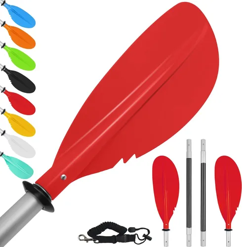 Vista 23 de Remo de kayak, 88 pulgadas, 4 piezas de remos para kayak, flotador de eje de aleación de aluminio resistente, ligero, desmontable, ajustable