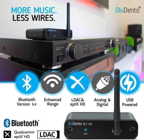Vista 2 de BLT-HD LDAC/aptX Receptor Bluetooth 5.4 sin pérdida, de largo alcance, RCA
