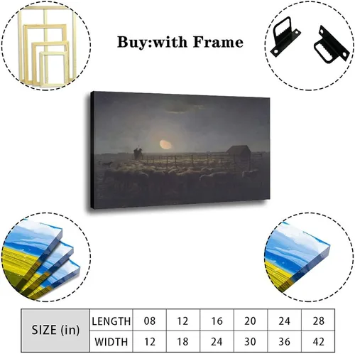 Vista 5 de Jean-Francois Millet, 11 famosas pinturas de Jean-Francois Millet – Póster artístico en lienzo de luz de la luna y arte de pared, póster moderno