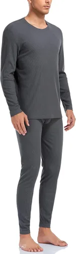 Vista 2 de COLORFULLEAF Conjunto de ropa interior térmica de algodón para hombre, ropa interior térmica de algodón para hombre, capa base, clima frío