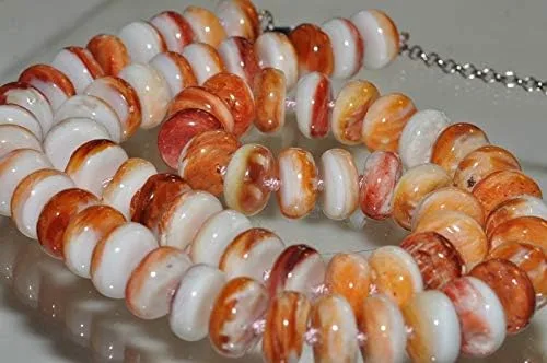 Vista 5 de Bella-gems Collar de concha de ostra espinosa naranja y rojo mexicano natural I1279