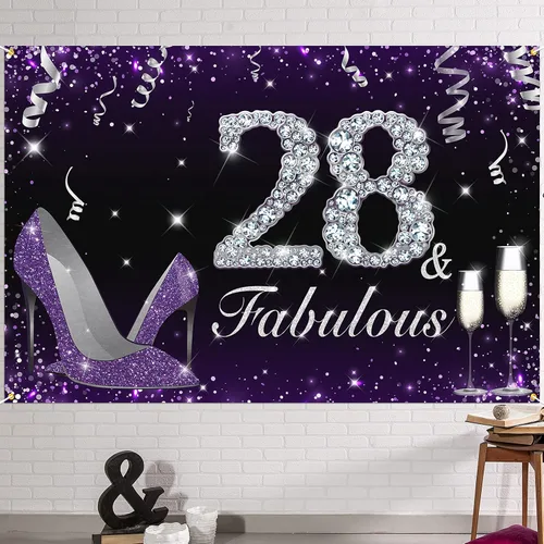 Vista 12 de HAMIGAR Fabuloso telón de fondo de cumpleaños tacones altos morados