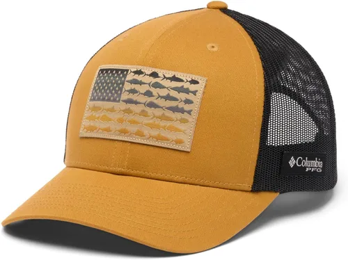 Vista 19 de Columbia Snapback de malla con bandera de pez PFG Negro y piedra oscura.