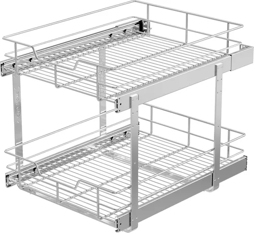 Vista 26 de Organizador de gabinete extraíble de 9 pulgadas de ancho x 17 pulgadas de profundidad, cajones deslizantes para organizadores de cocina