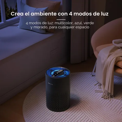 Vista 7 de Purivortex Purificadores de aire para dormitorio, purificador de aire silencioso con filtro HEPA para polen, humo, polvo, caspa de mascotas, olor